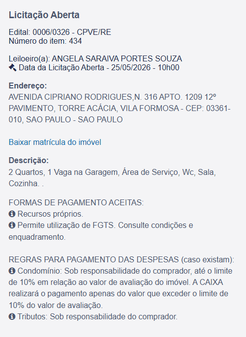 Imóvel em leilão
