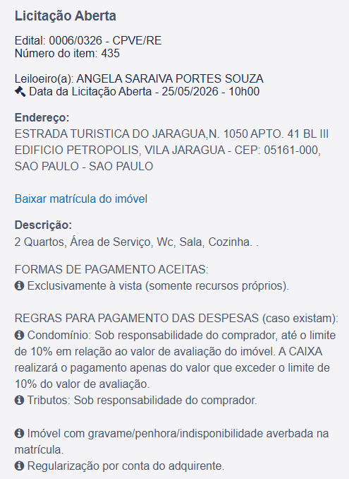 Imóvel em leilão