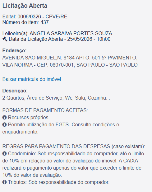 Imóvel em leilão