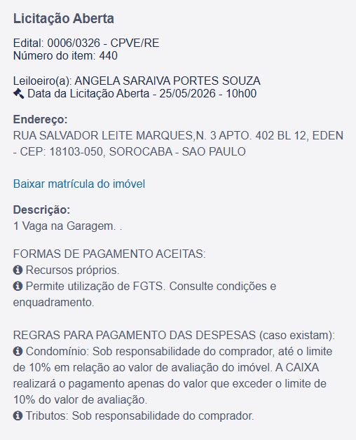 Imóvel em leilão