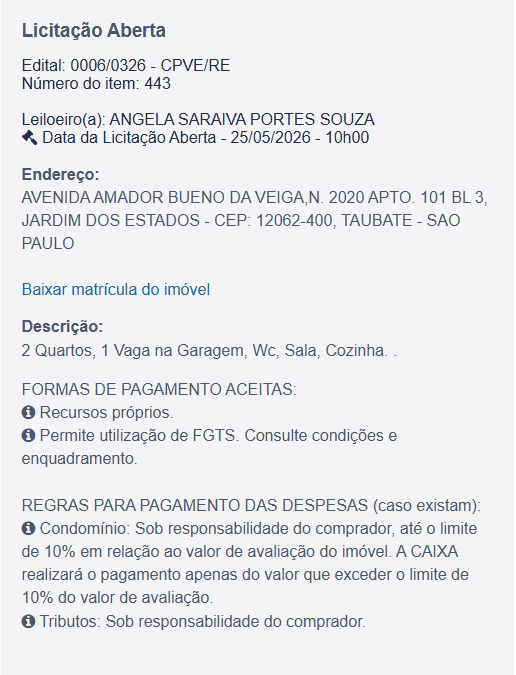 Imóvel em leilão