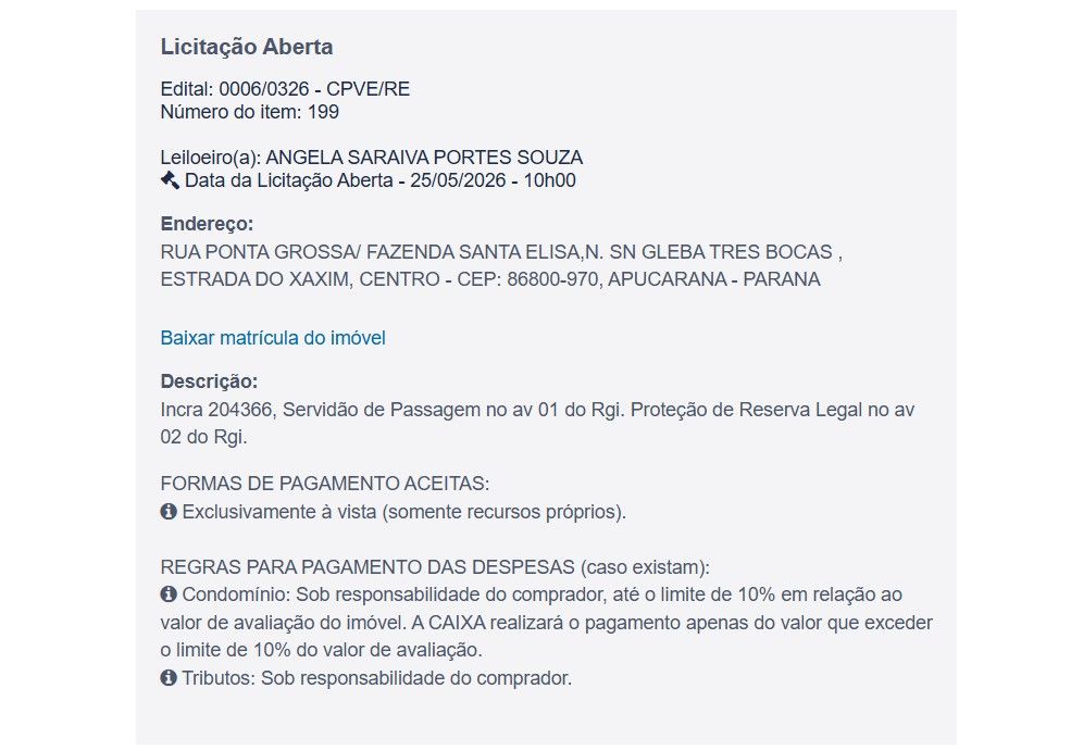Imóvel em leilão